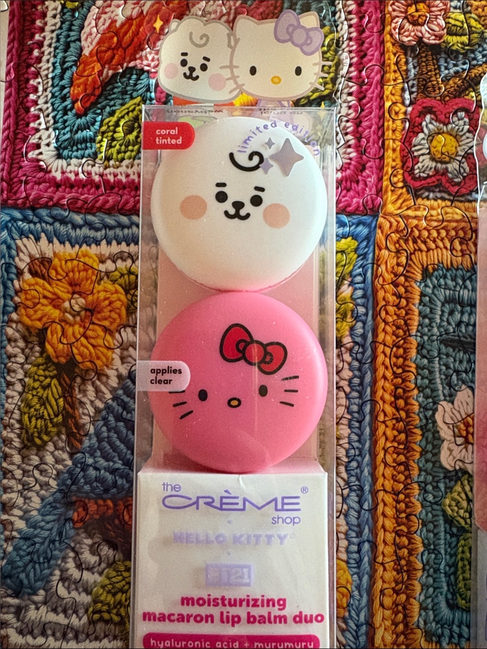 The Crème Shop x Hello Kitty Coral & Pink Macaron Lip Balm Duo